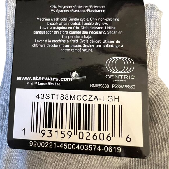 NWT Star Wars Socks Men's Large Obi-Wan Chewbaccca R2D2 Novelty Gift Gray - Picture 6 of 8